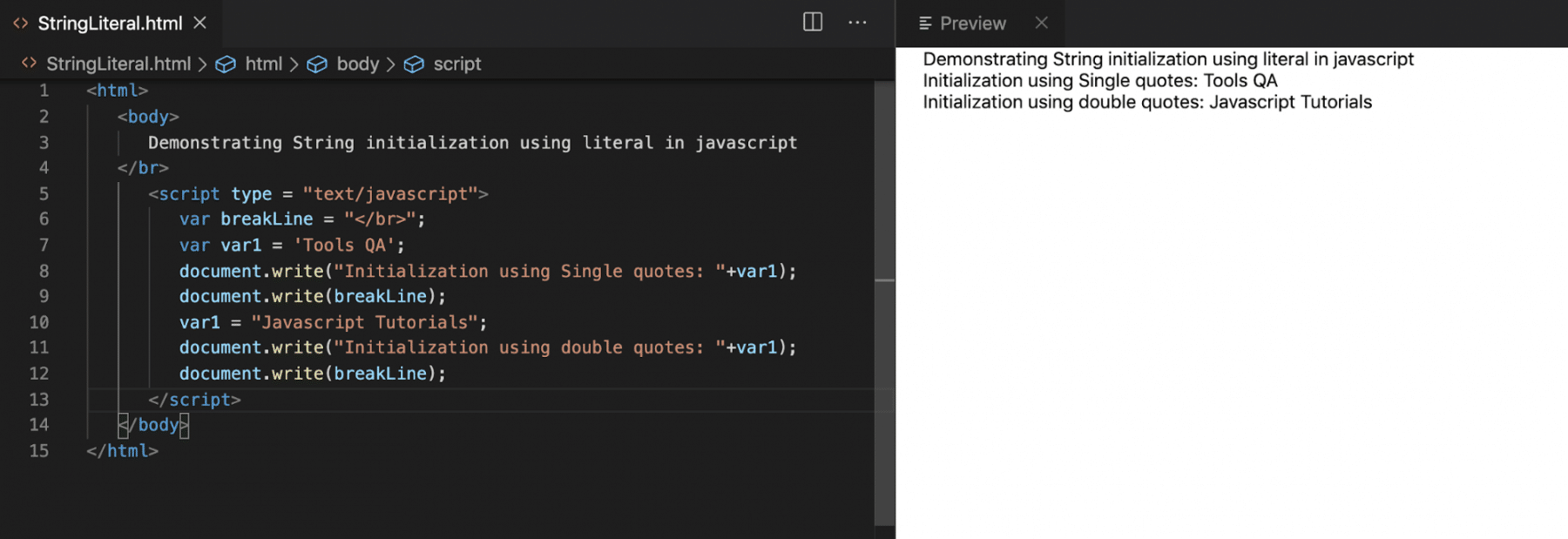 What is a String in JavaScript and different operations on JavaScript